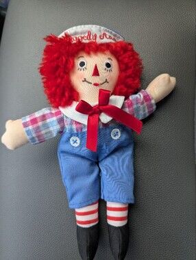Raggedy Andy Doll Red-Haired Rag Doll with Blue Overalls Mini Cuddle Doll